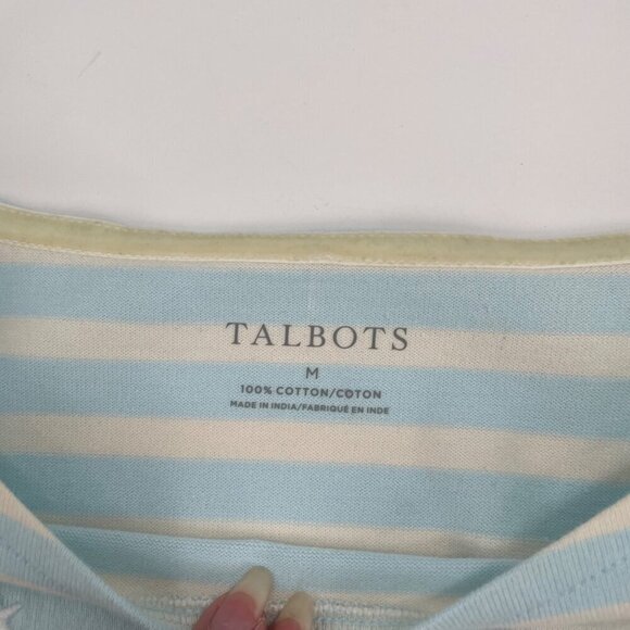 NWT Talbots Ice Skating Embroidered Striped Shirt Womens Size Medium Winter - Picture 5 of 10